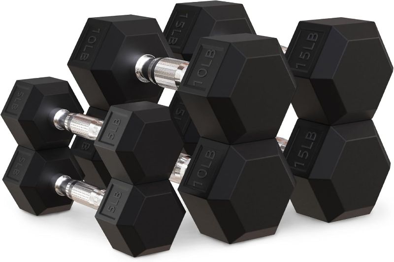 Photo 1 of OLIXIS Hex Dumbbells Rubber Coated Hand Weight Set, 60LBS Sets
