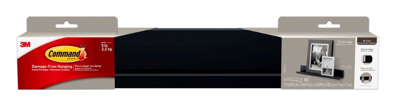 Photo 1 of Command Picture Ledge, Slate, 1 Ledge, 10 Strips: Floating Wall Shelf, Plastic, 5lb Capacity, No Assembly Required