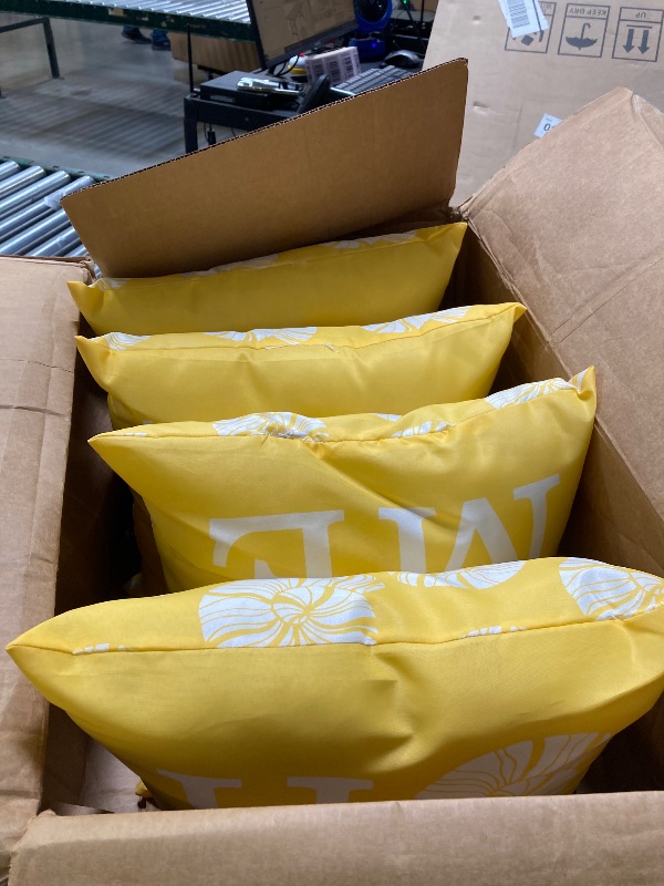 Photo 1 of Mainstays Coastal Yellow Home Reversible Outdoor Throw Pillow 16 Inch Multicolour Novelty 4 Pack 
