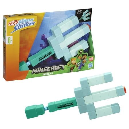 Photo 1 of Nerf Super Soaker Minecraft Trident Water Blaster Pull Back Plunger Handle Outdoor Water Toys