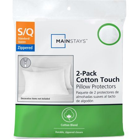 Photo 1 of Mainstays Cotton Touch Zippered Pillow Protector Standard/Queen 2 Pack