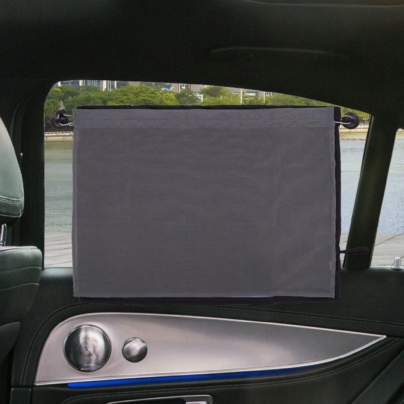 Photo 1 of Auto Drive 2PK Grey Color Double Layer Curtain Sun Shade of Product Size 26 X 19.68