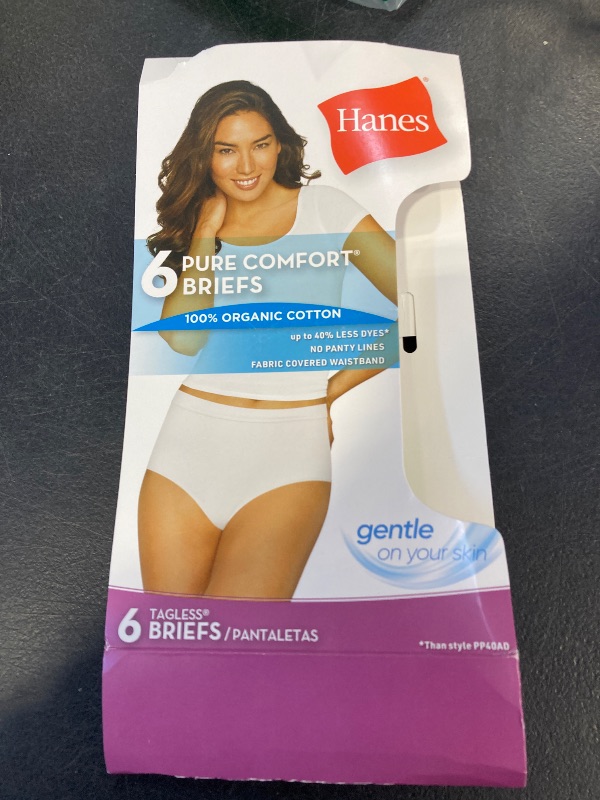 Photo 1 of Hanes Women's Organic Cotton Panties Pack, Comfort Sort Underwear, May Vary, Assorted Colors, 6-Pack Briefs, 8