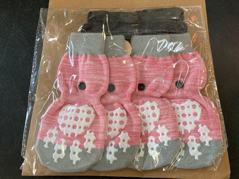 Photo 1 of PUPTECK Anti-Slip Dog Socks with Double Sides Grips for Small Medium Large Dogs Hardwood Floors Prevents Licking, Dog Shoes for Hot Pavement Traction Control Paw Protector for Senior Dogs, Pink L