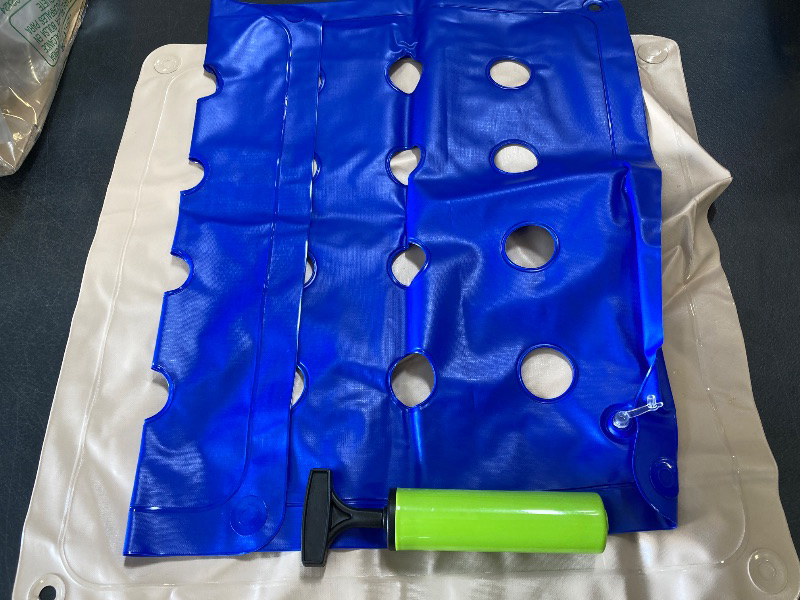 Photo 1 of Waffle Cushion 2 Pack - Inflatable Air Cushion with Pump - Pressure Sore Relief - Cream and Blue 17x17 Inch
