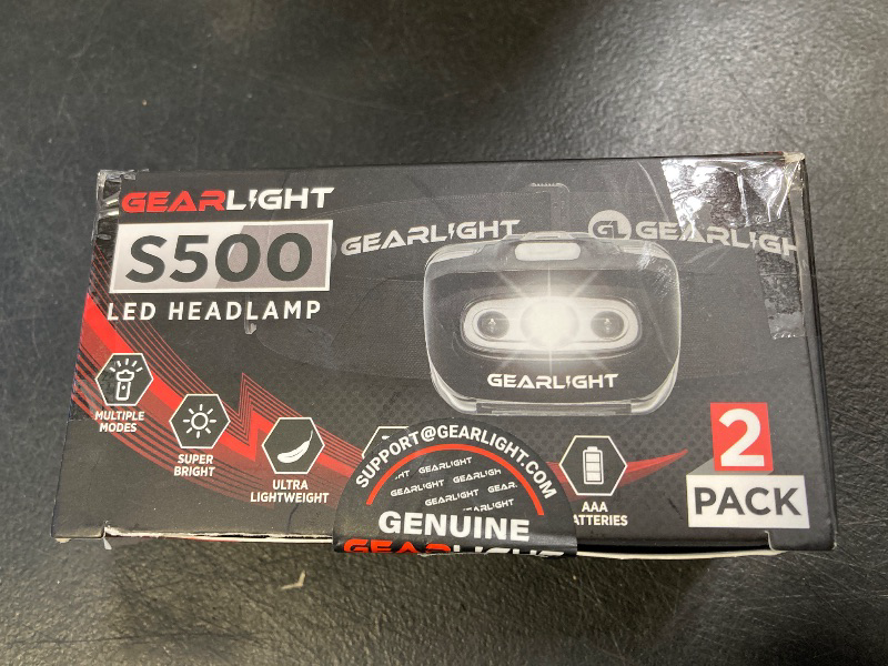 Photo 1 of GearLight 2Pack LED Headlamp - Outdoor Camping Head Lamps with Adjustable Headband - Lightweight Battery Powered Bright Flashlight Headlight with 7 Modes and Pivotable Head and Red Light
