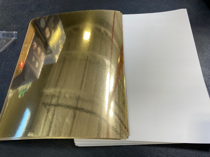 Photo 1 of Metallic Gold Cardstock Paper, 60pcs of 8.5”x11” (250 GSM) - Gold Paper Foil Board, Mirror Finish Surface – Die Cut and Plotter Compatible - Perfect for Crafting, Invitations & Decorations