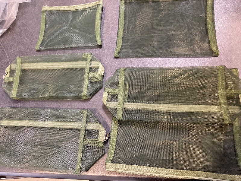 Photo 1 of 6 Pieces Mesh Makeup Bags Mesh Cosmetic Bag Portable Travel Organizing Zipper Pouch Toiletries Makeup Pouches for Home Office Travel Accessories (Green)