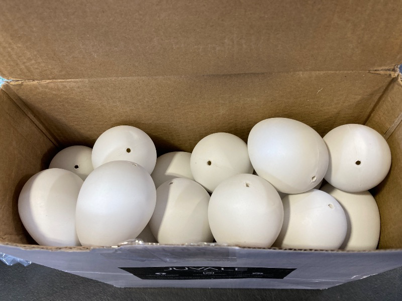 Photo 1 of Juvale 48-Pack Blank White Plastic Eggs for DIY Painting and Decorating, Paintable Easter Eggs for Special Celebrations, Creative Crafting with Friends and Family