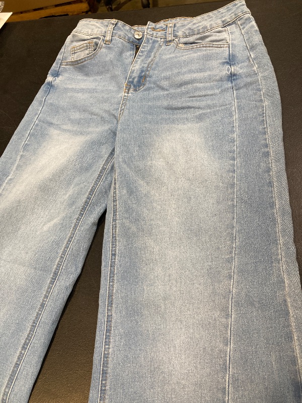 Photo 1 of GRAPENT Light Blue Stretchy High Waisted Wide Leg Sky Blue Women's Jeans - size S