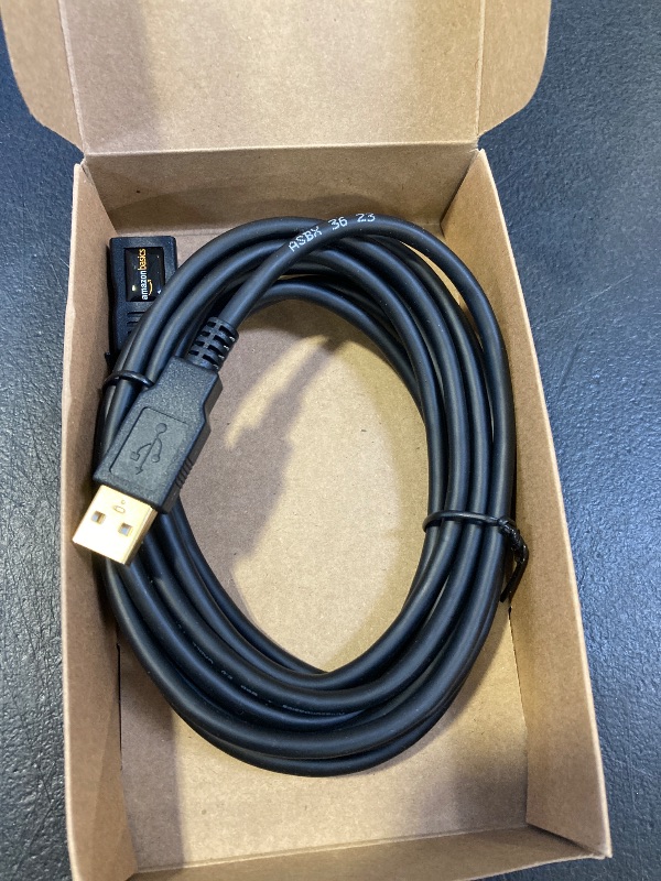 Photo 1 of Amazon Basics USB-A 2.0 Extension Cable, Male to Female, 480Mbps Transfer Speed, 9.8 Foot, Black