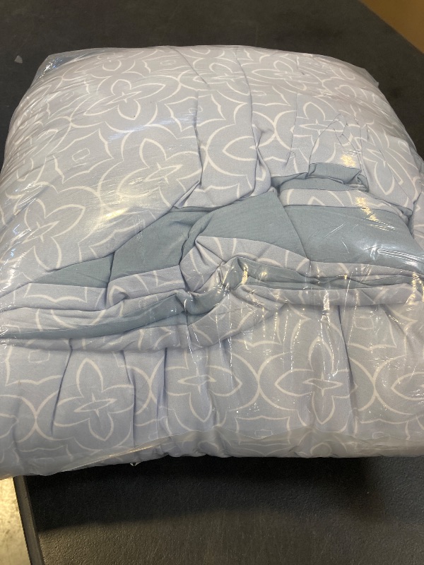 Photo 1 of Blue Comforter Set Queen Size, 7 Piece Boho Bedding Comforters Bohemian Damask Bed in a Bag with Sheets, Pillowcases & Shams, Soft Microfiber Bedding Set for All Seasons 90”x90”