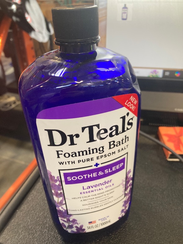 Photo 1 of Dr Teal's Foaming Bath with Pure Epsom Salt, Soothe & Sleep with Lavender, 34 fl oz