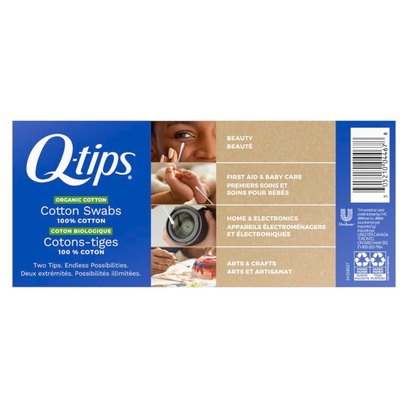 Photo 1 of Q-tips Cotton Swabs Organic Swab Ultimate Home and Beauty Tool Made from Organic Cotton, Paper 400 Count(Pack of 1)