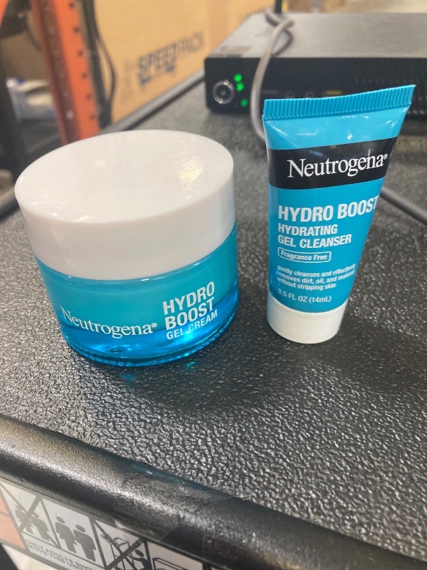 Photo 1 of Neutrogena Hydro Boost Skincare Set, Hydro Boost Fragrance Free Gel Cream Face Moisturizer, 1.7 fl oz, & Trial Size Hydro Boost Fragrance Free Hydrating Gel Facial Cleanser, 0.5 fl oz