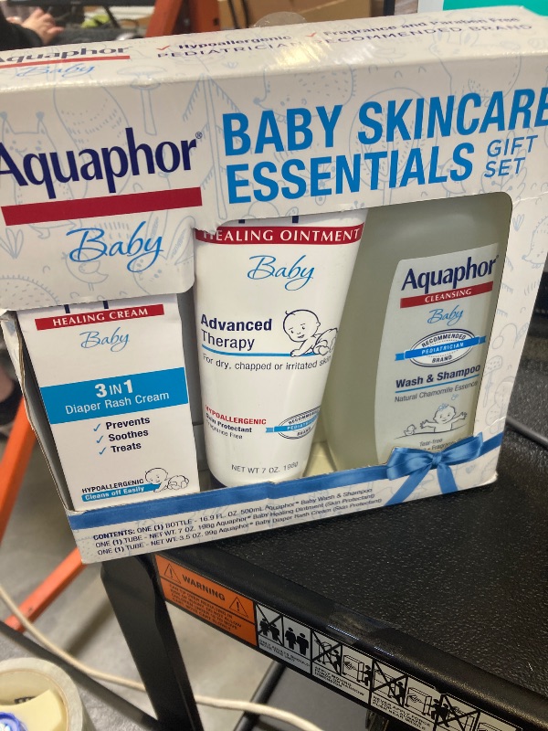 Photo 1 of Aquaphor Baby Skincare Essentials Gift Set with Baby Wash and Shampoo, Healing Ointment, and Diaper Rash Cream, Baby Gifts for New Moms, 3 Pieces