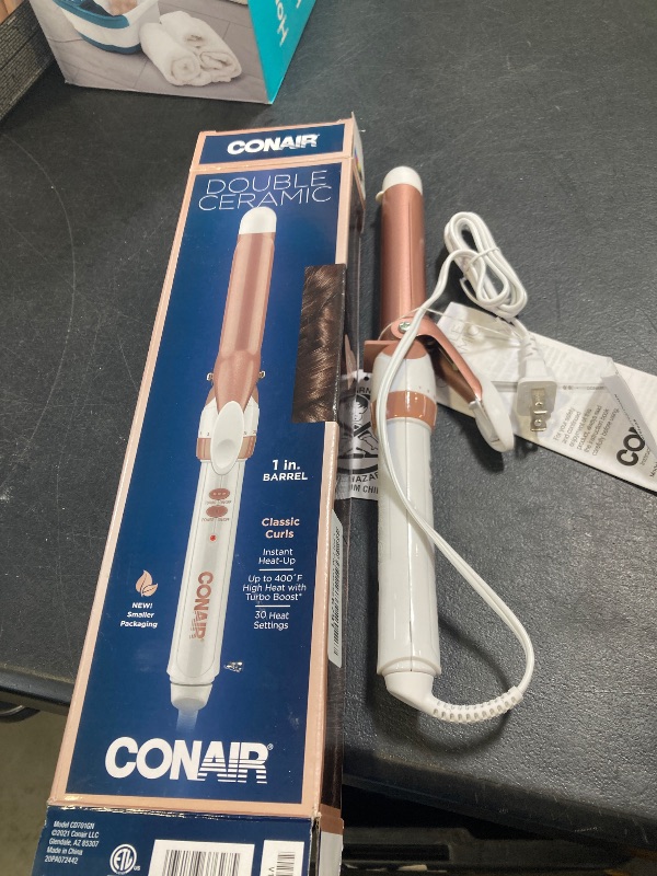 Photo 1 of Conair Double Ceramic 1-Inch Curling Iron, 1-inch barrel produces classic curls – for use on short, medium, and long hair