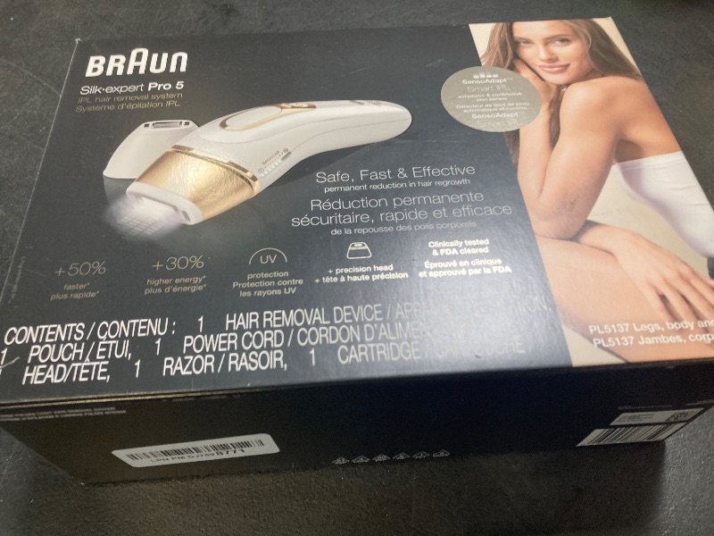 Photo 1 of Braun IPL at Home Laser Hair Removal for Women and Men, Silk Expert Pro 5 PL5137 with Venus Swirl Razor, Long-Lasting Reduction in Hair Regrowth for Body & Face, Corded, PL5137