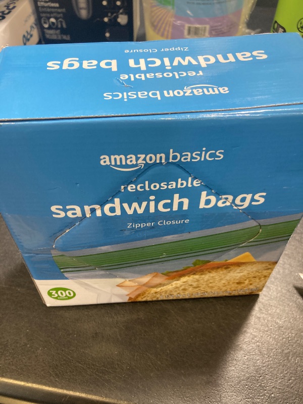 Photo 1 of Amazon Basics Sandwich Storage Bags, 300 Count (Previously Solimo)