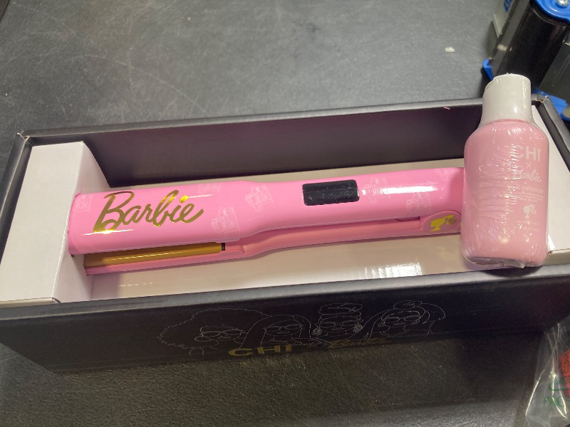 Photo 1 of CHI x Barbie Ceramic Hairstyling Flat Iron, Ceramic Hair Straightener for Frizz-Free Hair, Preset Temperatures for All Hair Types, 1.25" Iron, Pink