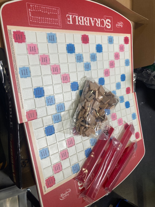 Photo 1 of Hasbro Gaming Scrabble Deluxe Edition Letter Tiles Word Game | Rotating Board and Carrying Case | Ages 8+ | 2-4 Players | Classic Family Travel Games (Amazon Exclusive)