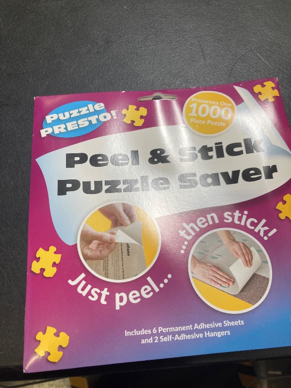 Photo 1 of Puzzle Presto Peel & Stick Puzzle Saver: The Original and Still the Best Way to Preserve Your Finished Puzzle! - 6 Adhesive Sheets and 2 Adhesive Hangers