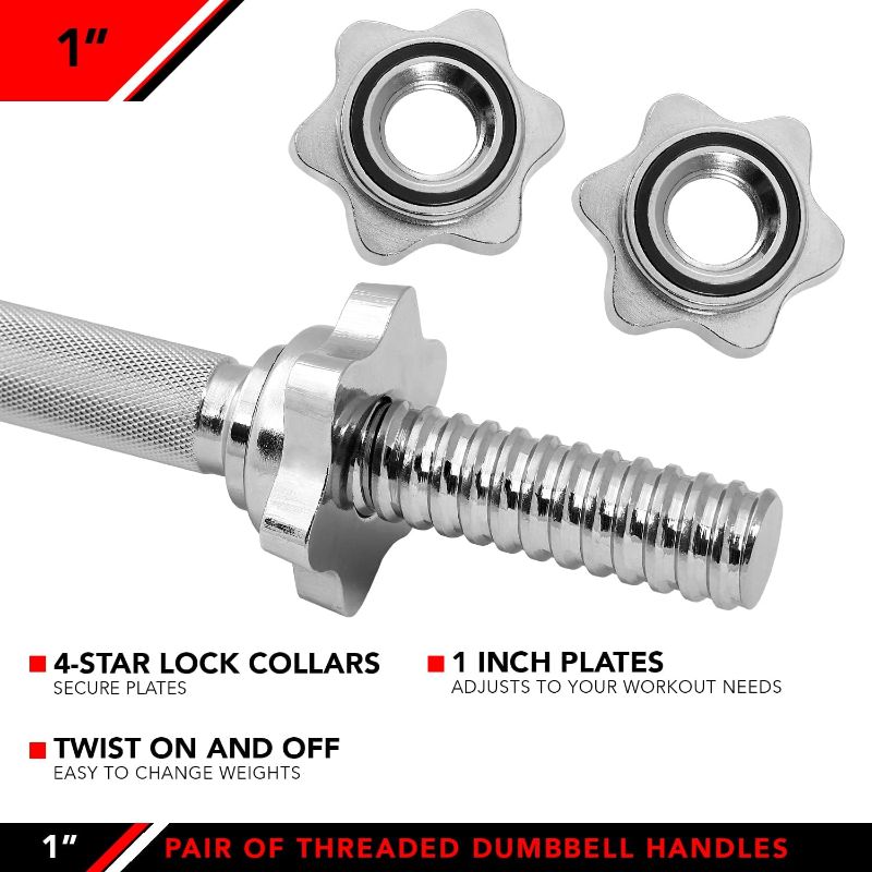Photo 1 of JFIT Threaded Dumbbell Handles, with Star Collars, Fits 1” Standard Plates 1 pc