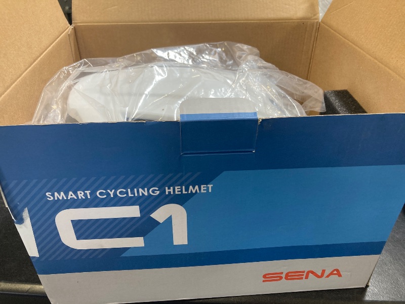 Photo 1 of Sena C1 Smart Cycling Helmet with Bluetooth Intercom and Smartphone Connectivity for Music, GPS, and Phone Calls (Matte White, Medium)