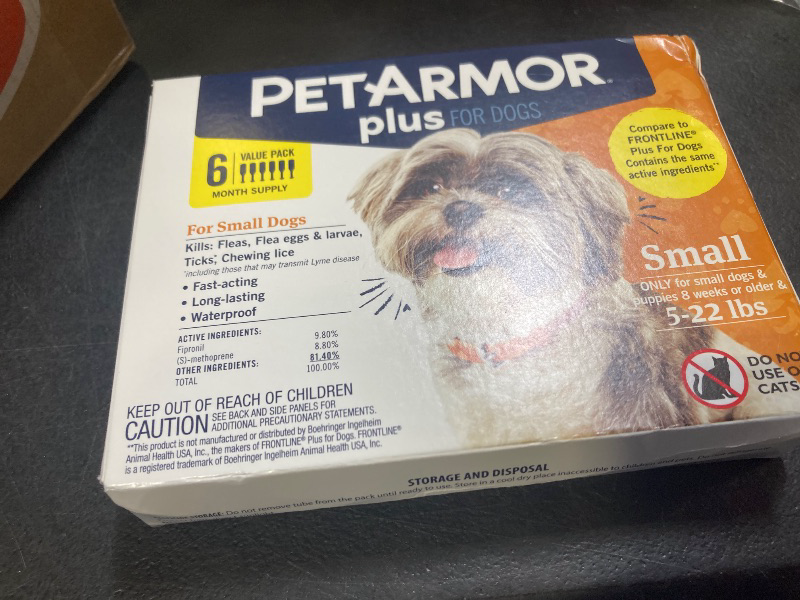 Photo 1 of PetArmor Plus Flea and Tick Prevention for Dogs, Dog Flea and Tick Treatment, 6 Doses, Waterproof Topical, Fast Acting, Small Dogs (5-22 lbs)