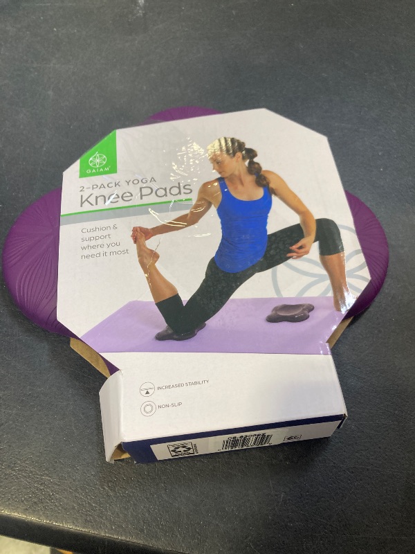 Photo 1 of Gaiam Yoga Knee Pad - Yoga Props and Accessories for Women / Men Cushions Knees and Elbows for Fitness, Travel, Meditation, Kneeling, Balance, Floor, Pilates Purple 1 pc