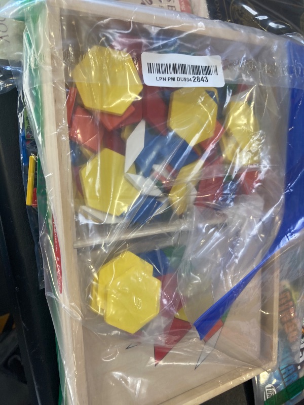 Photo 1 of Melissa & Doug Pattern Blocks and Boards - Wooden Classic Toy With 120 Solid Wood Shapes and 5 Double-Sided Panels, Multi-colored - STEAM Animals, Tangrams Puzzle For Kids Ages 3+