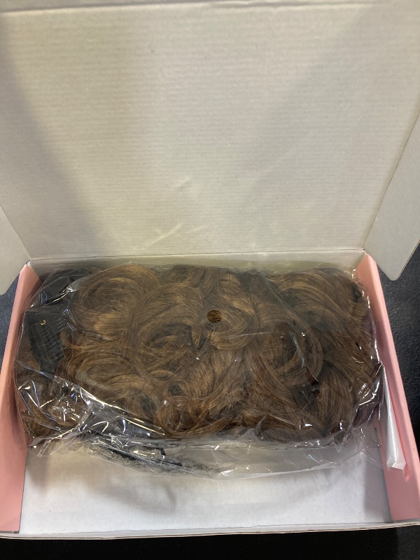 Photo 1 of REECHO Curly Hair Extensions, 4PCS 16 inch Clip in Hair Extensions Lace Weft Short Curly Hair Extensions Clip Ins Invisible Natural Hairpieces for Women, Light Brown