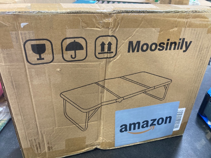 Photo 1 of Moosinily Small Camping Table 3FT Folding Picnic Table Foldable Low Camp Table Portable Short Aluminum Outdoor Floor Short Beach BBQ White 35.2×15.7 inch