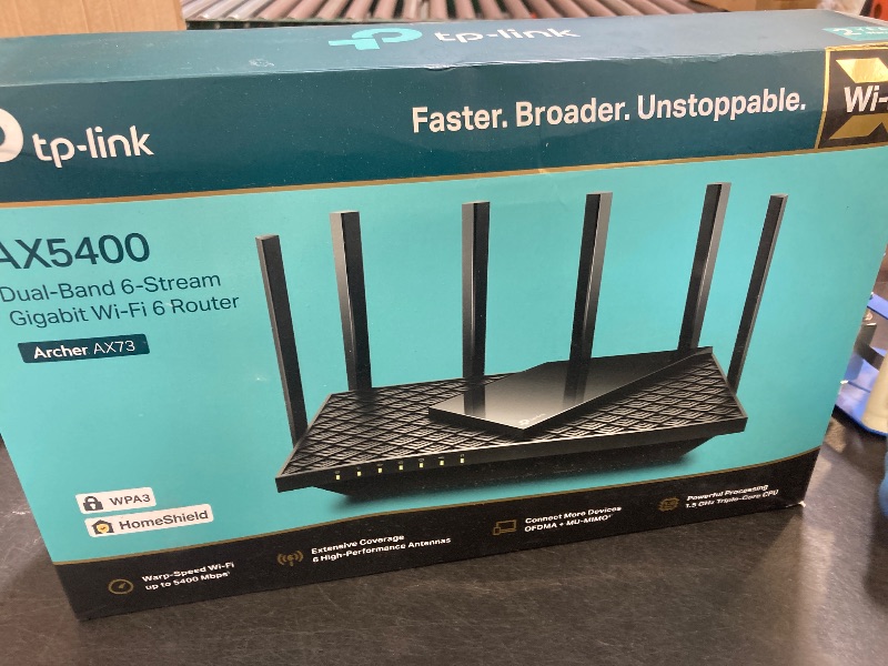 Photo 1 of TP-Link AX5400 WiFi 6 Router (Archer AX73)- Dual Band Gigabit Wireless Internet Router, High-Speed ax Router for Streaming, Long Range Coverage