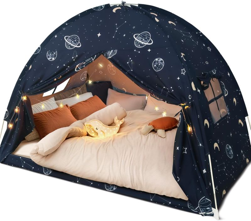 Photo 1 of  Bed Tent Full, Space Play Canopy for Kids Boys, Kids Bed Canopy Full Size, Galaxy Dome Boys Tents Dream Privacy Space on Bed Sleeping Tent (Full Bed Tent)
