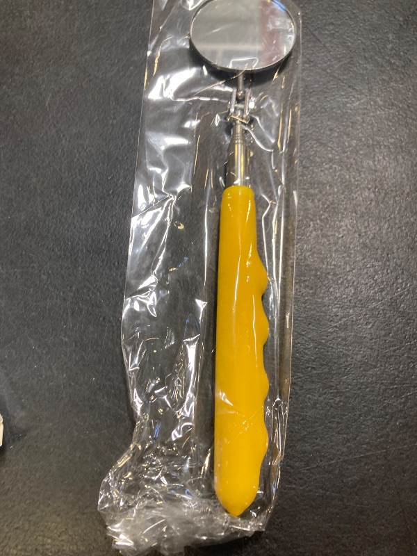 Photo 1 of Copkim  Telescoping Inspection Mirror,29 Inch Mechanics Mirror Tool with Long Handle, Round Extendable Mirror on a Stick for Technicians Mechanics Contractors Checking Observation (Yellow)