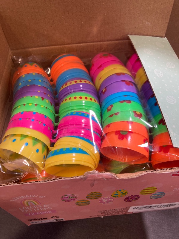 Photo 1 of JOYIN 72PCS 2.3" Printed Empty Plastic Eggs Fillable, Bright Colorful Plastic Eggs Bulks for Festival Hunt, Filling Treats, Party Favor, Basket Stuffers, Classroom Prize Supplies