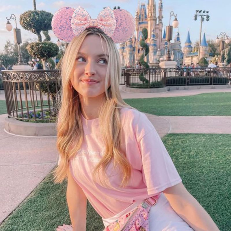 Photo 1 of DRESHOW 2 Pack Mouse Ears Bow Headbands Glitter Party Decoration Cosplay Costume for Girls & Women