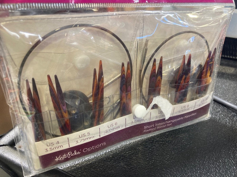 Photo 1 of Knit Picks Options 2-3/4" Short Tip Interchangeable Wood Knitting Needle Set (Radiant)