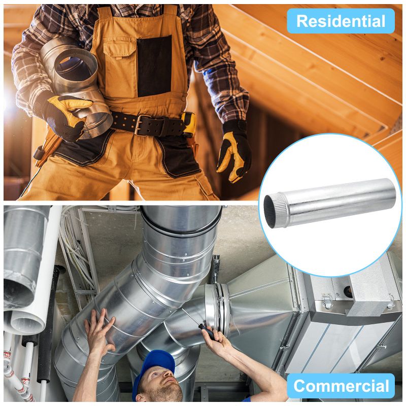 Photo 1 of PATIKIL 4" Inch Galvanized Duct, 2 Pcs 15.7" Inch Long Furnace Pipe, Crimped End Connection Ducting Pipe Supply for Dryer HVAC Systems, 26 Gauge