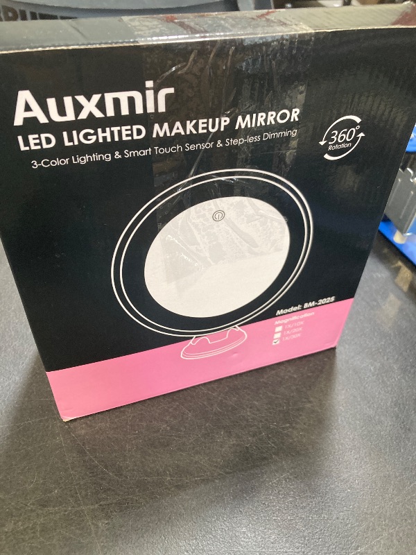 Photo 1 of Auxmir 30X Magnifying Mirror with Light, Makeup Mirror with 3 Color Lights, 8? Rechargeable Vanity Mirror with Power Suction Cup, 360° Swivel, Touch Dimmable Mirrors with Tweezer for Home Travel