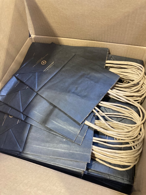 Photo 1 of BagDream Gift Bags 100Pcs 5.25x3x8 Small Kraft Paper Gift Bags with Handles Bulk, Black Paper Sacks for Small Business, Retail, Merchandise, Grocery, Wedding Birthday Party favor