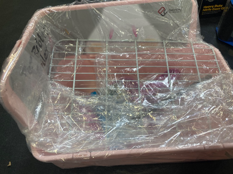 Photo 1 of MUYG 11Pcs Rabbit Litter Box Toilet,Bunny Corner Litter Bedding Plastic Square Grate Guinea Pig Bunny Ferret Hamster Hedgehog, Potty Trainer Bedding Box for Guinea Pig Ferret Hamster Hedgehog (Pink)