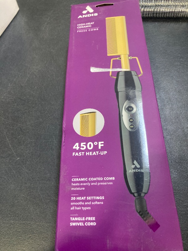 Photo 1 of Andis 38335 Professional Heat Ceramic Press Comb for Hair, Straightener - 450F High Heat with Dual Voltage - 20 Adjustable Heat-Settings, 30 Min Auto Shut-Off, Gold, Ceramic Gold