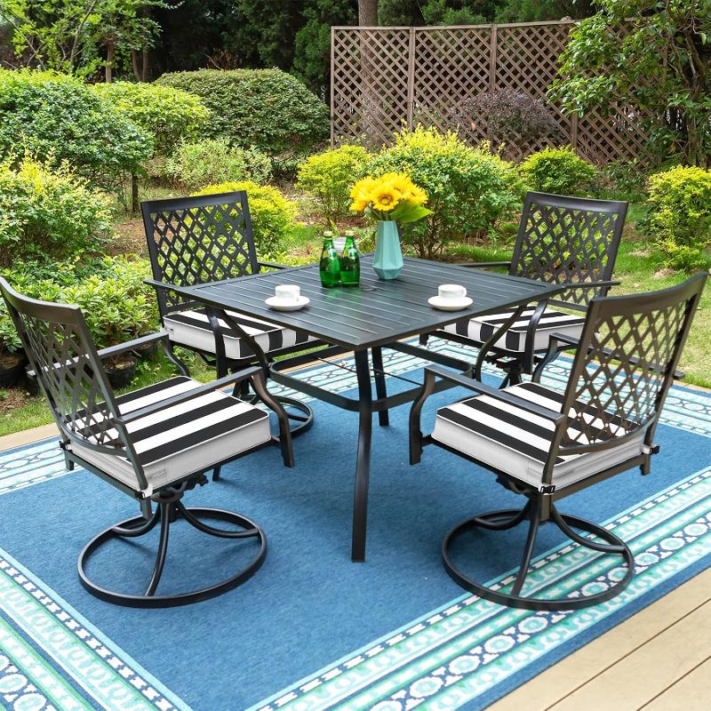 Photo 1 of LVTXIII Patio Chair Cushions 19"x19"x3", Water-Repellent Outdoor Seat Cushions for Patio Furniture, Square Chair Pads with Ties for Home Garden Decoration, Cabana Black