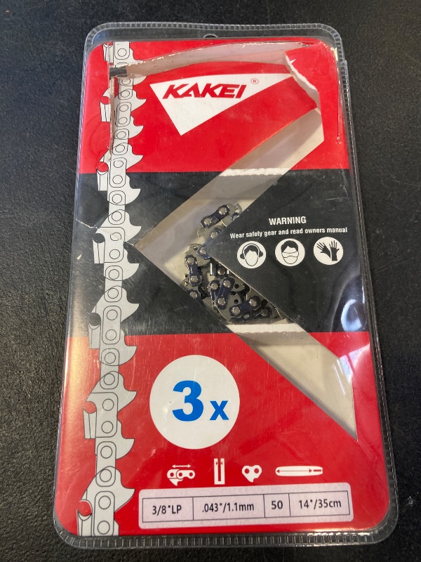 Photo 1 of KAKEI Stihl Chainsaw Chain 14 Inch 3/8" LP Pitch .043" Gauge 50 Drive Links- 61PMM3 50 Fits STIHL MS170, MS180C, MS193T, MS194T - 36100050050, R50 (3 Chains)
