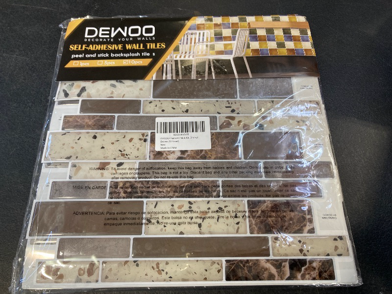 Photo 1 of DEWOO Peel and Stick on Self Adhesive Backsplash Wall Marble Tiles Stickers 3D for Kitchen Bathroom, Brown (10-Sheet, 12"×12")