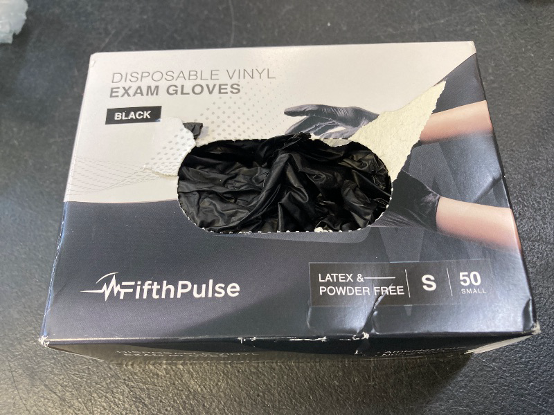 Photo 1 of Disposable Medical Exam Gloves Small 50 Pack - Latex Free, Powder Free, Black ,Vinyl - Surgical, Home, Cleaning, and Food Gloves - 3 Mil Thickness
