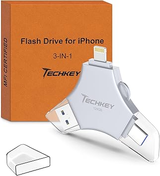 Photo 1 of MFi Certified USB 3.0 Flash Drive 128GB for iPhone, 3in1 External Memory Photo Keeper Storage Stick for Picture/Video/Data Saver/Backup, High Speed Thumb/Jump/Hard Drives for iPhone/iPad/Android/PC