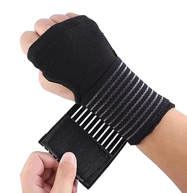 Photo 1 of Palm Brace Wrist Support Sleeves (1 Pair), Everyday Use Wrist Brace, Compression Carpal Tunnel for Wrist Pain Relief, Fitness Gloves, Sports Glove, Wrist Brace for Men and Women (Black with straps)